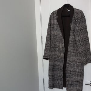 Bernardo Black and Gray Plaid Trench Coat